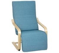 HOMCOM Sillón de Salón con Reposapiés Ajustable, Butaca de Salón Tapizada en Lino Sintético con Marco de Madera, Sillón de Relax para Dormitorio, Oficina, Estudio, 66,5x94x100 cm, Azul