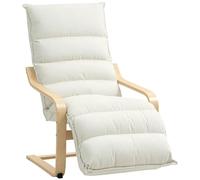HOMCOM Sillón de Salón con Reposapiés Ajustable, Butaca de Salón Tapizada en Terciopelo, Marco de Madera, Sillón de Relax para Dormitorio, Oficina, Estudio, 67x93x105 cm, Crema