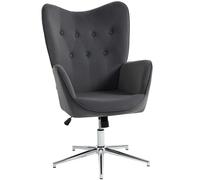 HOMCOM Sillón de salón de terciopelo acolchado, giratorio, con reposabrazos, función balancín, altura ajustable, para oficina y salón, gris oscuro