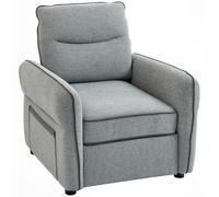 HOMCOM Sillón de salón de terciopelo egipcio 80 cm, asiento y respaldo acolchados, bolsillo lateral, estilo contemporáneo, sofá para dormitorio, apartamento, pequeño espacio, gris