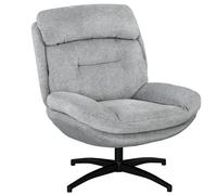 HOMCOM Sillón de salón Giratorio con Asiento Ancho, reposabrazos Integrado, sillón Relax tapizado con Aspecto de Chenilla hidrófuga, Patas de Acero, para salón, Gris