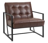 HOMCOM Sillón de Salón Moderna Butaca de Salón Tapizado en PU Asiento Amplio Marco de Metal para Dormitorio Salón Marrón