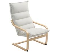 HOMCOM Sillón de Salón Moderno Butaca de Salón con Respaldo Alto Reposabrazos y Patas de Madera Tapizado en Terciopelo Butaca para Dormitorio Sala de Estar Crema