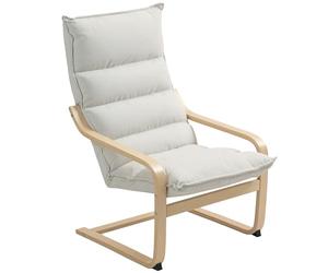 HOMCOM Sillón de Salón Moderno Butaca de Salón con Respaldo Alto Reposabrazos y Patas de Madera Tapizado en Terciopelo Butaca para Dormitorio Sala de Estar Crema