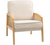 HOMCOM Sillón de Salón Moderno con Reposabrazos de Ratán Carga 120 kg Beige