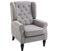 HOMCOM Sillón Orejero Moderno, Butaca de Salón con Reposabrazos y Patas de Madera, Sofá Individual Carga 160 kg para Oficina, Sala de Estar y Dormitorio, Gris
