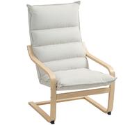 HOMCOM Sillón de Salón Moderno con Respaldo Alto Acolchado Patas de Madera y Tapizado en Terciopelo 67x83x105 cm Crema