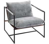 HOMCOM Sillón de salón, sillón auxiliar tapizado en terciopelo estampado con asiento amplio y estructura de acero, sillón de salón, dormitorio, rincón de lectura, gris claro