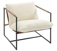 HOMCOM Sillón de salón, sillón tapizado de tela bouclette con asiento ancho y estructura de acero, sillón de salón, dormitorio, zona de lectura, color crema