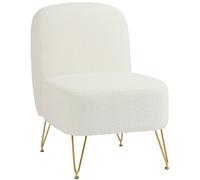 HOMCOM Sillón de salón sin reposabrazos, sillón auxiliar acolchado en tejido bou ojín grueso, asiento ancho, blanco