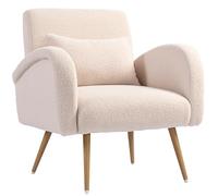 HOMCOM Sillón de salón Teddy Plush, Beige Efecto Madera