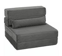 HOMCOM Sillón de Suelo con Respaldo Sofá Cama Plegable de Pana Boneless Cloud con Acolchado Grueso Gris Oscuro Aosom España