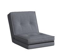 HOMCOM Sillón de suelo plegable en terciopelo acanalado, colchón de suelo con respaldo ajustable en 5 posiciones, 59 x 230 x 15 cm, gris Aosom España