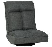 HOMCOM Sillón de suelo plegable giratorio 360°, silla de suelo acolchada con respaldo ajustable en 5 posiciones, 58x107x79cm, gris