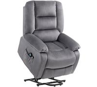 HOMCOM Sillón de televisión con ayuda para levantarse, función de calor y masaje, mando a distancia y bolsillo lateral, Gris oscuro