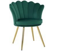HOMCOM - Sillón de Terciopelo con Patas de Metal Dorado para salón, Dormitorio, Comedor, 67 x 64 x 77 cm, Color Verde