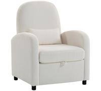 HOMCOM Sillón de terciopelo Teddy con almacenamiento oculto, crema