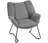 HOMCOM Sillón decorativo acolchado con reposabrazos inclinados, sillón de salón de tela efecto lino y estructura de acero, 71,5 x 67 x 79 cm, gris