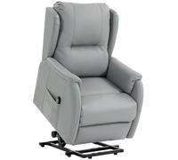 HOMCOM Sillón Elevador de Doble Motor Reclinable en Similpiel para Mayores Gris Claro Aosom España