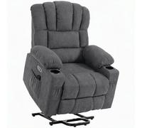 HOMCOM Sillón elevador eléctrico con masaje y calor, sillón relax para personas mayores, muelles ensacados, Gris