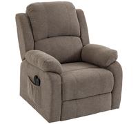 HOMCOM Sillón elevador eléctrico reclinable con masaje y calefacción en lino Marrón claro