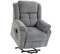 HOMCOM Sillón Elevador Reclinable con Función de Masaje y Calefacción Lumbar Mandos a Distancia y Bolsillos Laterales Gris Claro Aosom España
