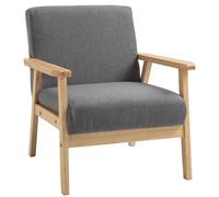 HOMCOM Sillón en Diseño Escandinavo Sillón de Acento Madera Maciza Aspecto de Lino 64x70x72 cm Gris+ Natural Aosom España