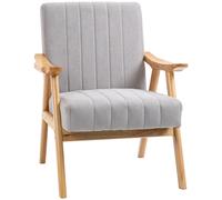 HOMCOM Sillón en Diseño Escandinavo Terciopelo Madera maciza; 68x74x82 cm Natural + Gris Aosom España