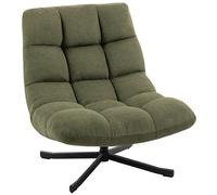 HOMCOM Sillón giratorio butaca lounge con asiento ancho, efecto chenilla repelente al agua, patas cruzadas de acero, verde