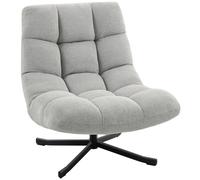 HOMCOM Sillón giratorio con asiento extra ancho, chenilla repelente, base cruzada - gris claro Aosom España
