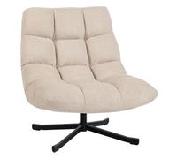 HOMCOM Sillón Giratorio Moderno, Butaca de Salón con Base de Cruz, Tapizado en Chenilla Impermeable, Asiento Extra Ancho y Patas de Acero, Sillón Relax para Sala de Estar, Dormitorio, Blanco Crema
