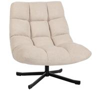 HOMCOM Sillón Giratorio Moderno, Butaca de Salón con Base de Cruz, Tapizado en Chenilla Impermeable, Asiento Extra Ancho y Patas de Acero, Sillón Relax para Sala de Estar, Dormitorio, Blanco Crema