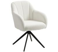 HOMCOM Sillón Giratorio Relax sillón Dormitorio tapizado Alto Confort Base Acero y Tejido Efecto Polar Peluche para salón Dormitorio Oficina Blanco
