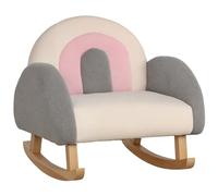 HOMCOM Sillón Infantil Arcoíris para Niños de +18 Meses Mecedora Infantil con Asiento Acolchado Reposabrazos y Estructura de Madera Carga Máx. de 45 kg 50x45x44 cm Multicolor