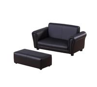 HOMCOM Sillón infantil con reposapiés, sofá infantil con taburete, color negro, 83 x 42 x 41 cm