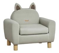 HOMCOM Sillón Infantil Mini Sofá para Niños de +3 Años con Asiento Acolchado Reposabrazos Bolsillo de Almacenamiento y Estructura de Madera Carga 45 kg 61x42x53 cm Marrón
