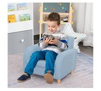 HOMCOM Sillón Infantil para Niños de +3 Años Acolchado Reposabrazos y Estructura de Madera Carga Máx. de 65 kg 49x45x44 cm Azul Aosom España