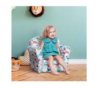 HOMCOM Sillón Infantil Sofá para Niños +18 Meses con Estampado de Dinosaurios Estructura de Madera Acolchado de Espuma y Tapizado de Franela 50x39x44 cm Multicolor