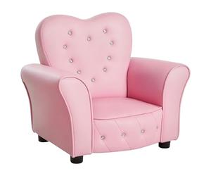 HOMCOM Sillón Infantil Sofá para Niños Decorativo en Forma de Corazón con Asiento Reposabrazos Acolchados Respaldo Alto 59x41,5x49 cm Rosa
