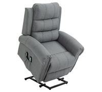 HOMCOM Sillón levanta eléctrico con Masaje y Calefacción Sillón relaxSalón Inclinación ajustable Reposapiés ajustable Lino Grismoteado Aosom España
