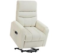 HOMCOM Sillón Levanta Personas con 8 Punto de Masaje Reposapiés Mando a Distancia y Bolsillo Lateral 83x92x110 cm Beige