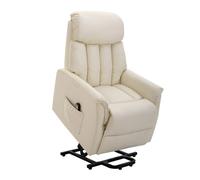 HOMCOM Sillón Levanta Personas Reclinable con Mando a Distancia Reposapiés Elevador 145° en Tela Crema para Salón y Descanso Aosom España