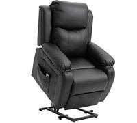 HOMCOM Sillón Levanta Personas Sillón Relax Reclinable Eléctrico con Control Remoto Reclinación Eléctrica 160° Reposapiés Tapizado en PU y Bolsillos Laterales 76x90x105 cm Negro
