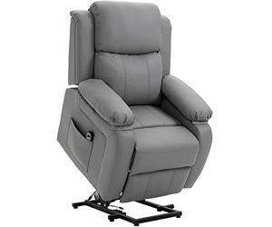 HOMCOM Sillón Levanta Personas Sillón Relax Reclinable Eléctrico con Control Remoto Reclinación Eléctrica 160° Reposapiés Tapizado en PU y Bolsillos Laterales 76x90x105 cm Gris