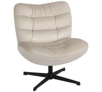 HOMCOM Sillón Lounge, giratorio 360°, sillón de chenilla acolchado sin reposabrazos, asiento y respaldo extra anchos, patas cruzadas de acero, sillón para dormitorio, salón, oficina, color crema