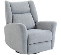 HOMCOM Sillón mecedor con función giratoria, tejido resistente a arañazos y asiento ancho y profundo para salón, Gris claro