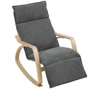 HOMCOM Sillón Mecedor de Efecto Lino con Reposapiés Ajustable en 5 Posiciones para Salón Gris Oscuro Aosom España