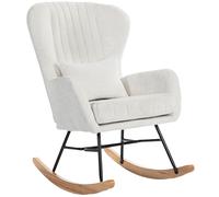 HOMCOM Sillón mecedor, silla mecedora con cojín, asiento acolchado, respaldo alto, 67 x 88 x 104 cm, blanco Aosom España