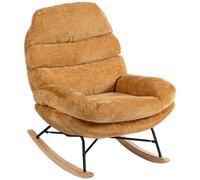 HOMCOM Sillón mecedora acolchado con patas de acero y patines de madera, Amarillo