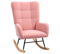 HOMCOM Sillón Mecedora Cubierta Acolchada Relleno Grueso Antideslizante Rosa Aosom España